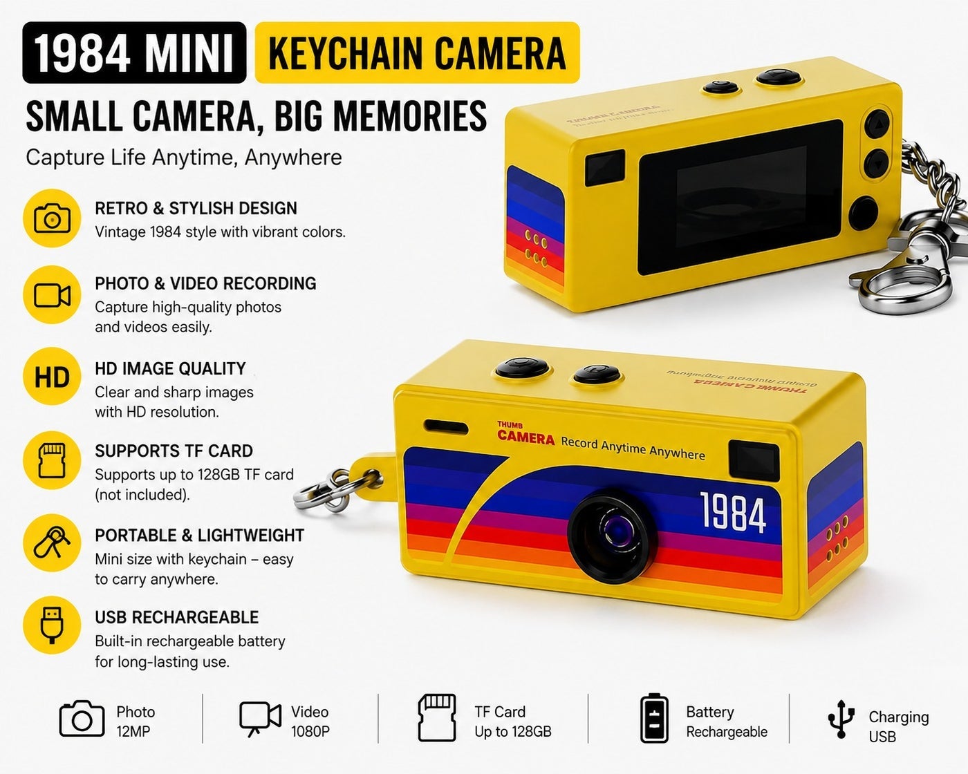 إن محل Nmahal 1984 Retro Mini Keychain Camera 0.96 inch