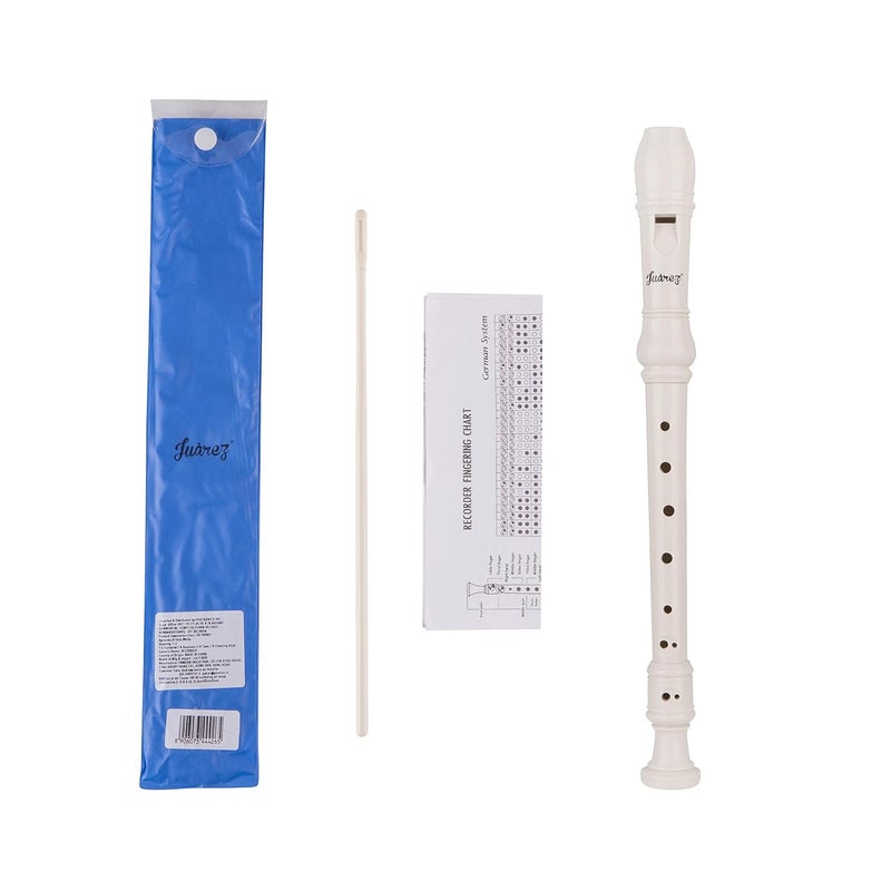 Juarez Claró Descant German Style 8 Holes Soprano Recorder Flute with Cleaning Rod Suitable for School Ensembles | Home Practice | Music Classes | Gift, White with Cleaning Rod & Case - Image 4