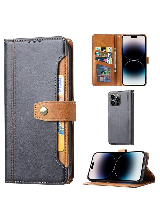 S-TOP Case For iPhone 14 Pro Max Calf Texture Double Fold Clasp Horizontal Flip Leather Case - Image 1