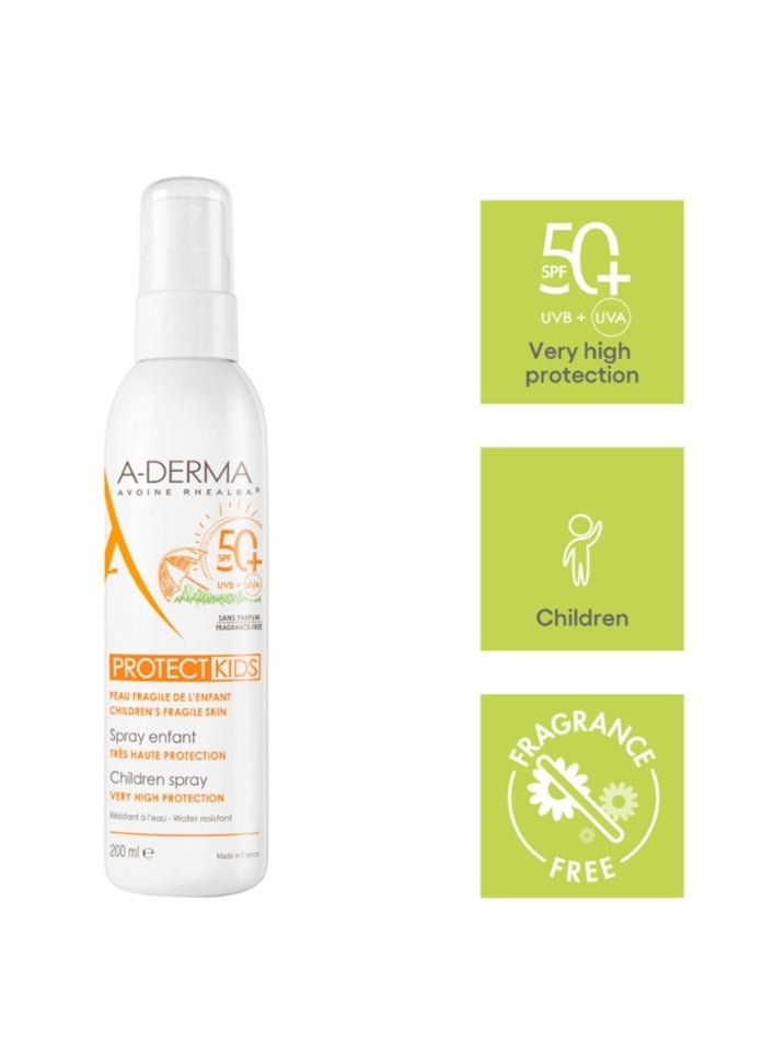 A-DERMA A Derma Protect Kids Sunscreen Spray Spf 50+ 200ml - Image 1