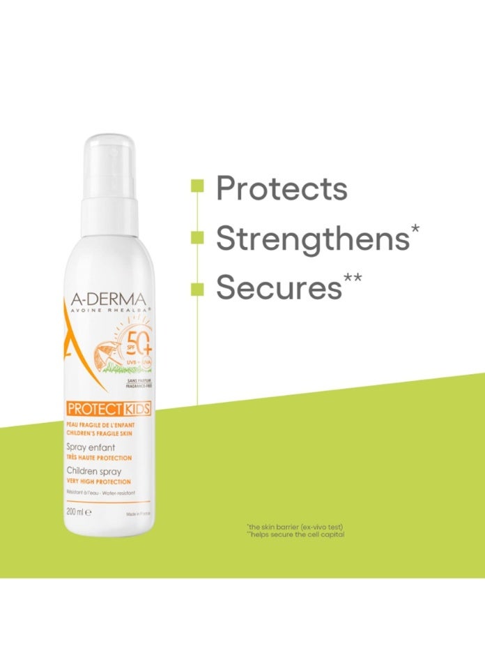 A-DERMA A Derma Protect Kids Sunscreen Spray Spf 50+ 200ml - Image 2