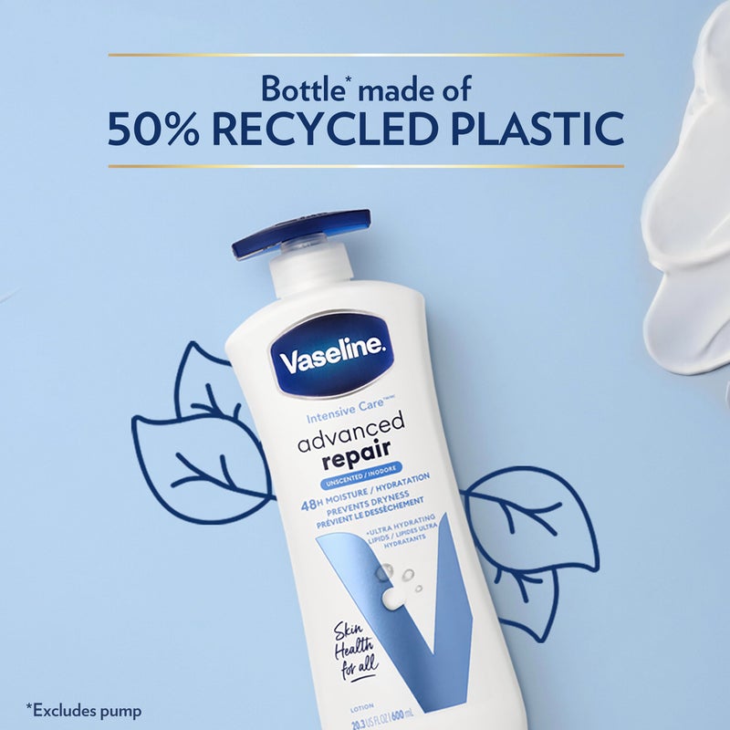 Vaseline Intensive Care Body Lotion Advanced Repair Unscented 4 ct for Dry Skin with Ultra-Hydrating Lipids and Vaseline Jelly 20.3 oz - Image 2