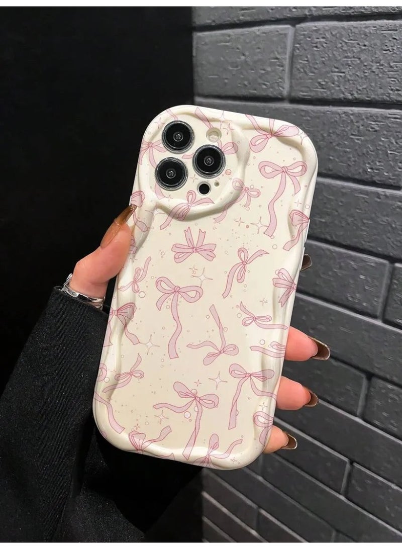 تيمو هذا غطاء هاتف بتصميم تموجات بنقشة فيونكات باللون الوردي متوافق مع ايفون 14 بروماكس - Image 2