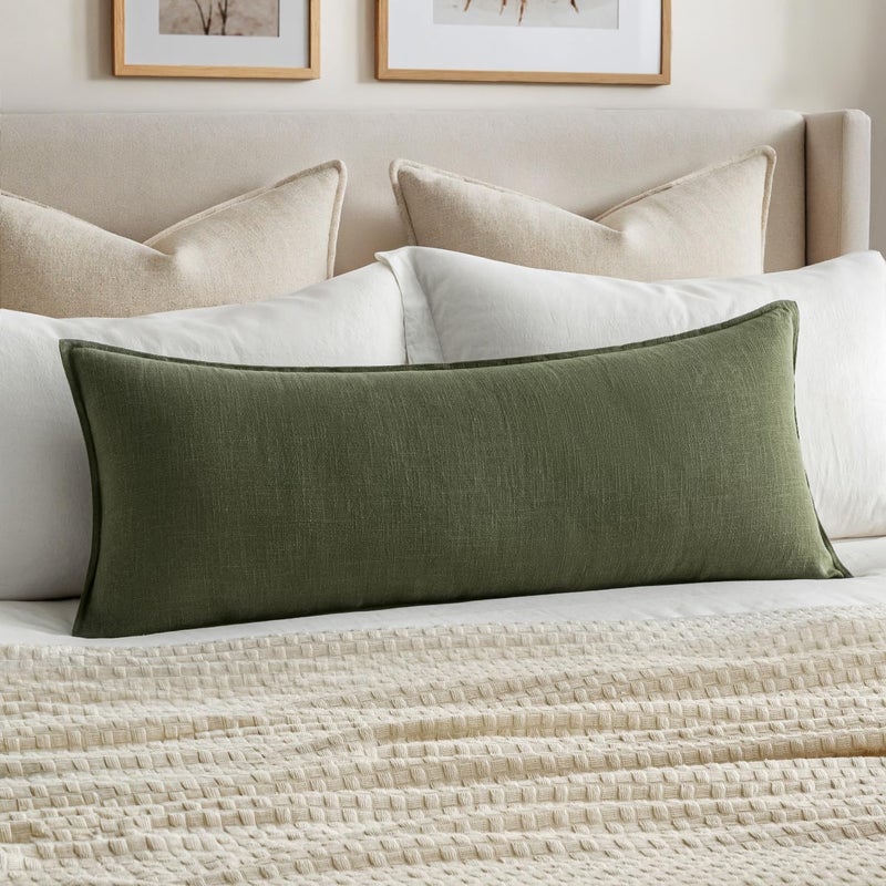 MIULEE Decorative Long Lumbar Throw Pillow Cover for Bed 14x36 Blue Grey Boho Farmhouse Neutral Couch Pillowcase Pack of 1 Accent Modern Sofa Cushion Livingroom Home Decor (Covers Only) - Image 1