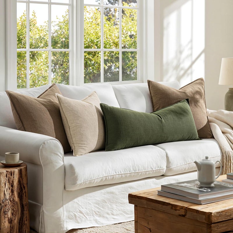 MIULEE Decorative Long Lumbar Throw Pillow Cover for Bed 14x36 Blue Grey Boho Farmhouse Neutral Couch Pillowcase Pack of 1 Accent Modern Sofa Cushion Livingroom Home Decor (Covers Only) - Image 4