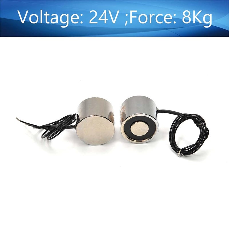 Fielect 2Pcs DC 24V 8Kg Electric Lifting Magnet Electromagnet Solenoid Lift Holding Circular Suction-Cup Electrical Round Sucker - Image 3