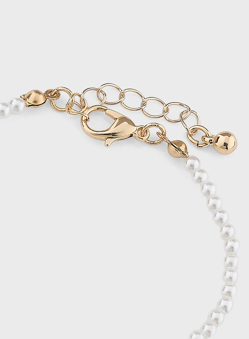 Ginger Strawberry Charm Pearl Bracelet
