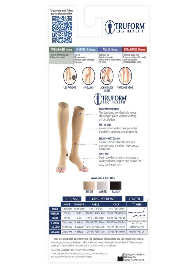 Truform Short Length Surgical Stockings, 18 mmHg Compression for Men and Women, Knee High Length, Open Toe, Beige, Medium - Image 5