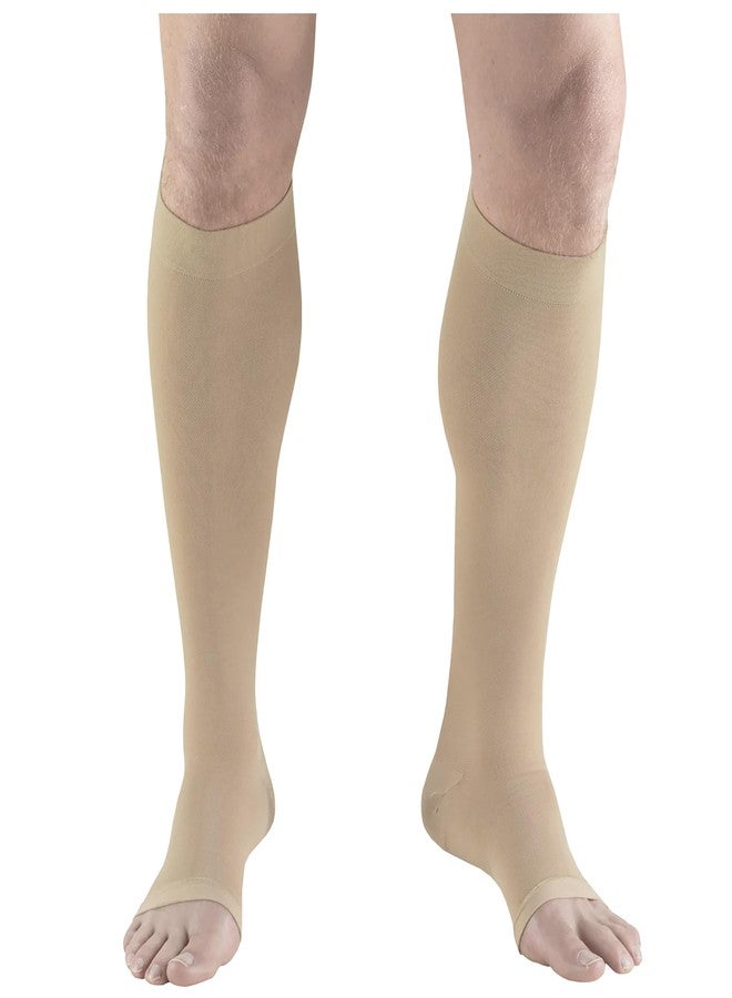Truform Short Length Surgical Stockings, 18 mmHg Compression for Men and Women, Knee High Length, Open Toe, Beige, Medium - Image 1