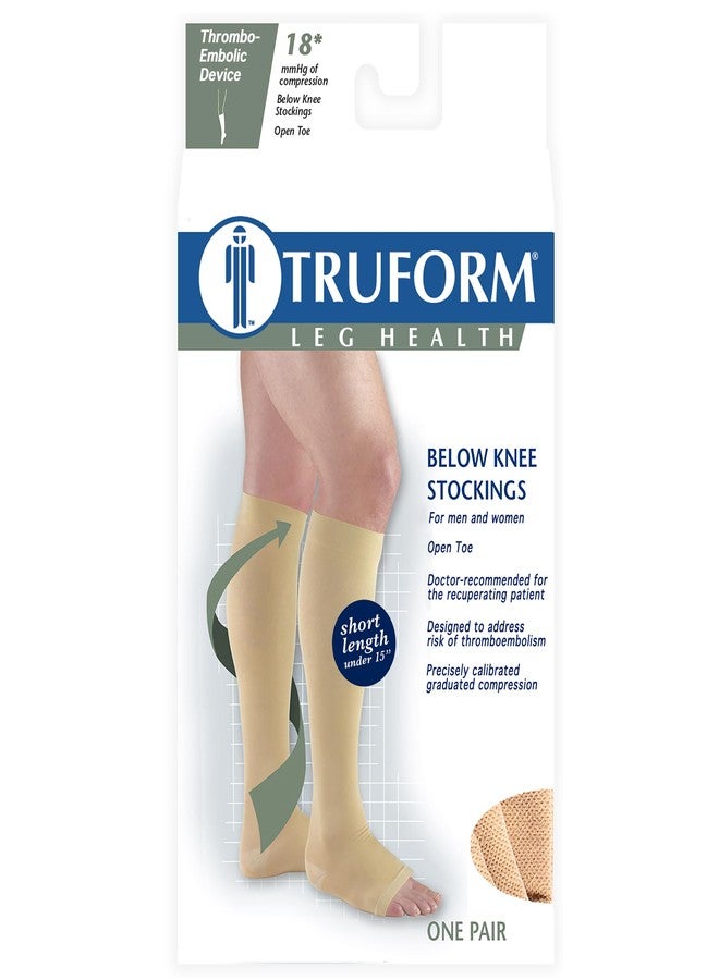 Truform Short Length Surgical Stockings, 18 mmHg Compression for Men and Women, Knee High Length, Open Toe, Beige, Medium - Image 4