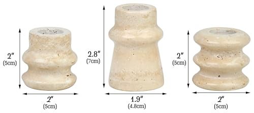 Vixdonos Natural Stone Candle Holder Set of 3 Taper Candle Candlestick Mantle Candle Stand for Home DecorWeddingParty and Table CenterpiecesWhite - Image 3