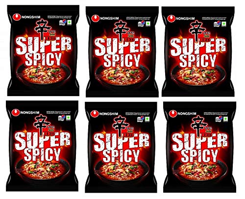 Nongshim Red Super Spicy Noodles 120gm*6Pack (Pack of 6) (Imported) - Image 1