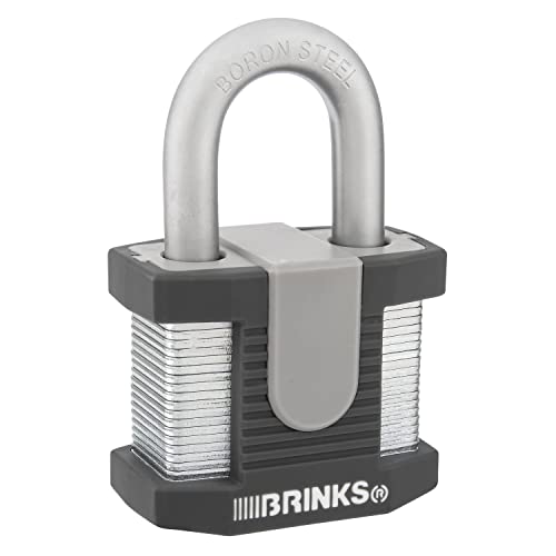 BRINKS - 50mm Commercial Laminated Steel Keyed Padlock - Solid Steel Body with Boron Steel Shackle, Chrome - Image 1