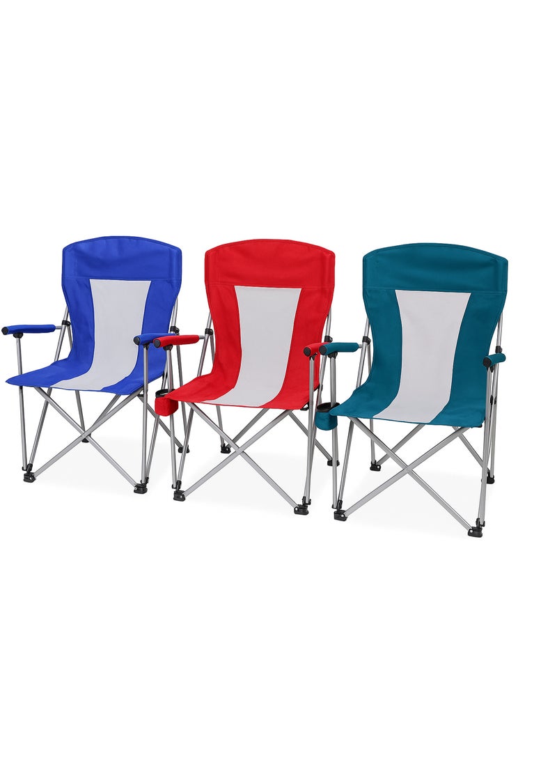 GO2CAMPS Premium Quality and Durable Lightweight Foldable Camping Chair with Armrests & Built-in Cup Holder and Carry Bag – Heavy Duty Portable Outdoor Folding Chair for Desert Camping, Garden Relaxation, Fishing, Beach Trips, Outdoor Travel, Hiking and Picnics – Comfortable & Compact Design – 63 x 63 x 98 cm - Image 5