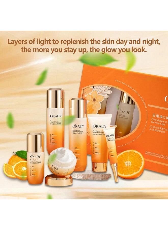 اوكادي مجموعة العناية بالبشرة من أوكادي - مجموعة تجديد وإشراقة من 6 قطع مع 5 أنواع من مُركّبات خلاصة البرتقال النشطة، والسكوالين وزبدة الأفوكادو، وروتين نهاري وليلي لبشرة مُشرقة ومُرطبة (صندوق هدايا فاخر) - Image 4
