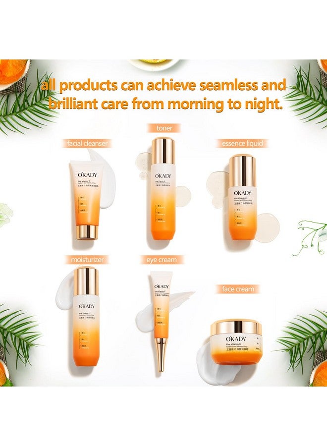 اوكادي مجموعة العناية بالبشرة من أوكادي - مجموعة تجديد وإشراقة من 6 قطع مع 5 أنواع من مُركّبات خلاصة البرتقال النشطة، والسكوالين وزبدة الأفوكادو، وروتين نهاري وليلي لبشرة مُشرقة ومُرطبة (صندوق هدايا فاخر) - Image 3