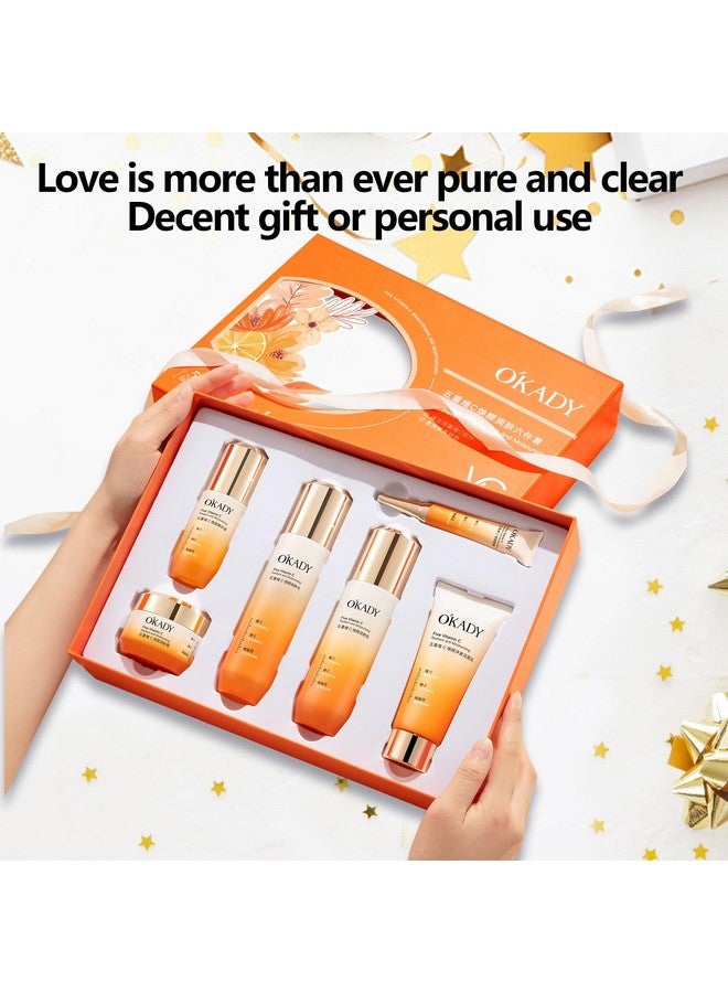 اوكادي مجموعة العناية بالبشرة من أوكادي - مجموعة تجديد وإشراقة من 6 قطع مع 5 أنواع من مُركّبات خلاصة البرتقال النشطة، والسكوالين وزبدة الأفوكادو، وروتين نهاري وليلي لبشرة مُشرقة ومُرطبة (صندوق هدايا فاخر) - Image 5