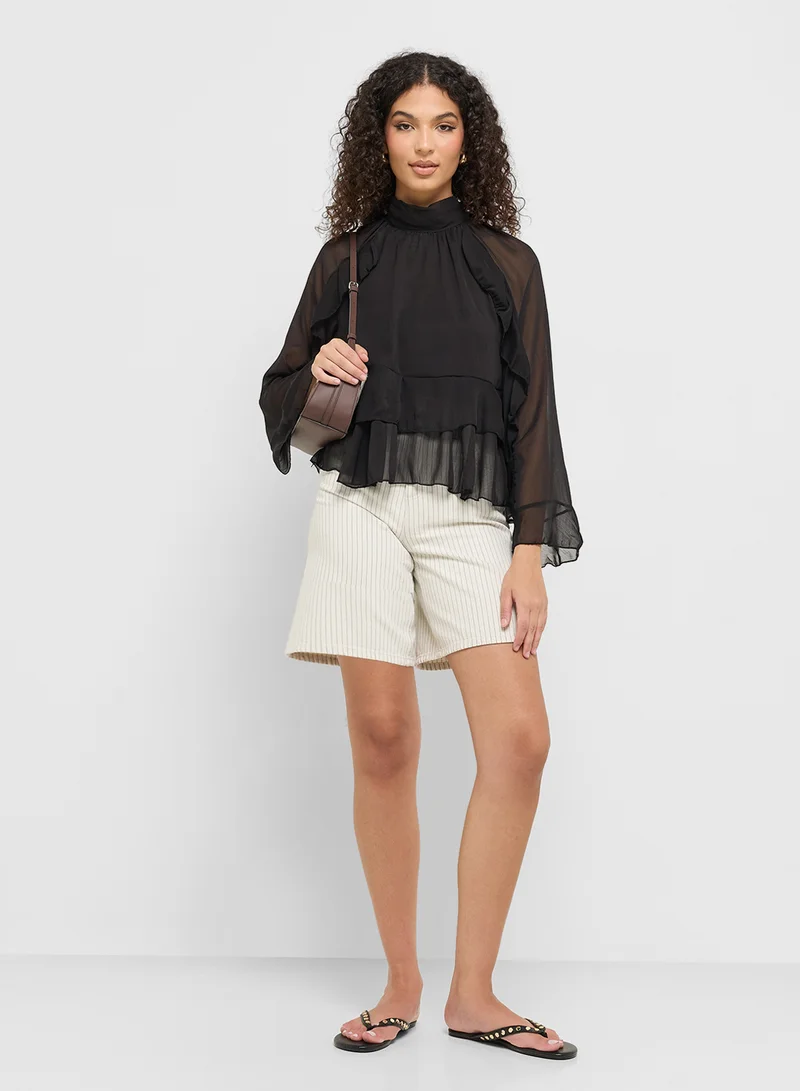 Ginger Ruffle Detail Peasant Blouse