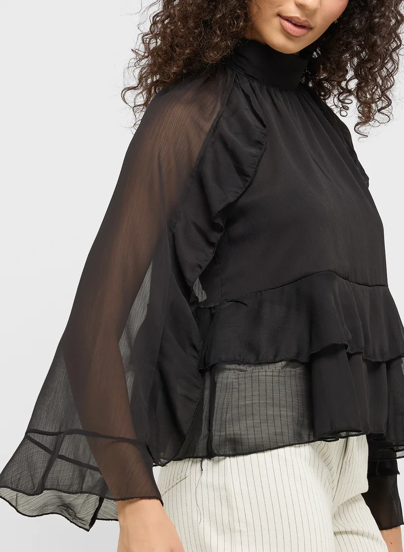 Ginger Ruffle Detail Peasant Blouse
