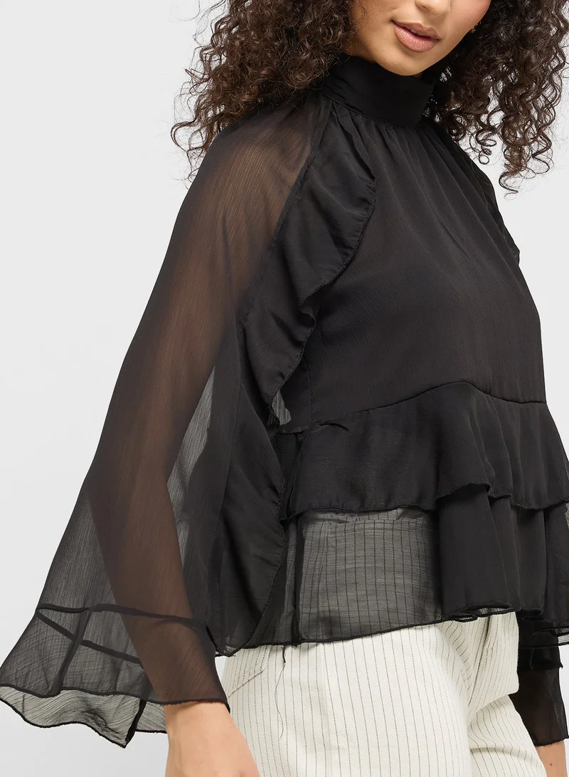 Ginger Ruffle Detail Peasant Blouse