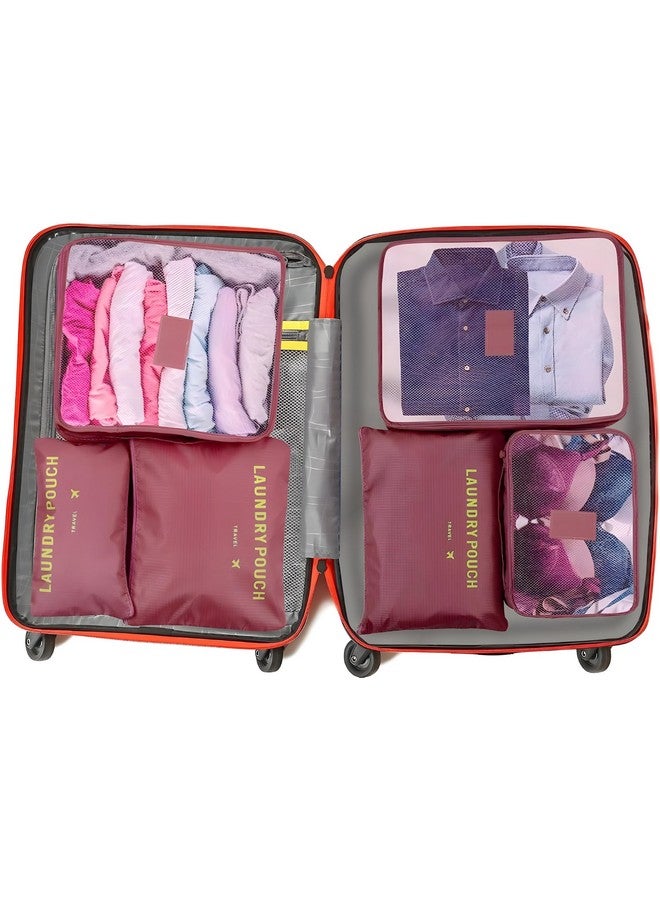 Jinila 6 in 1 Travel Laundry Pouch Luggage Bags Set Clothes Space Savers Bags Cosmetics Underwear Toiletry Zipper Bag Set Laundry Organiser (6pcs Set, Multi Colour) - Image 2