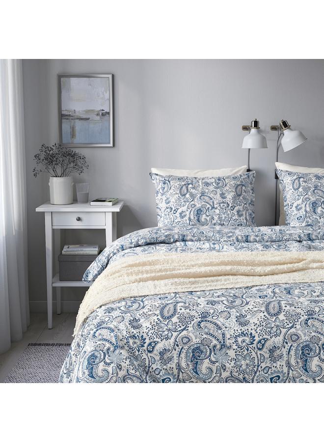 Zaboon Duvet cover and pillowcase, blue/white, 150x200/50x80 cm - Image 3