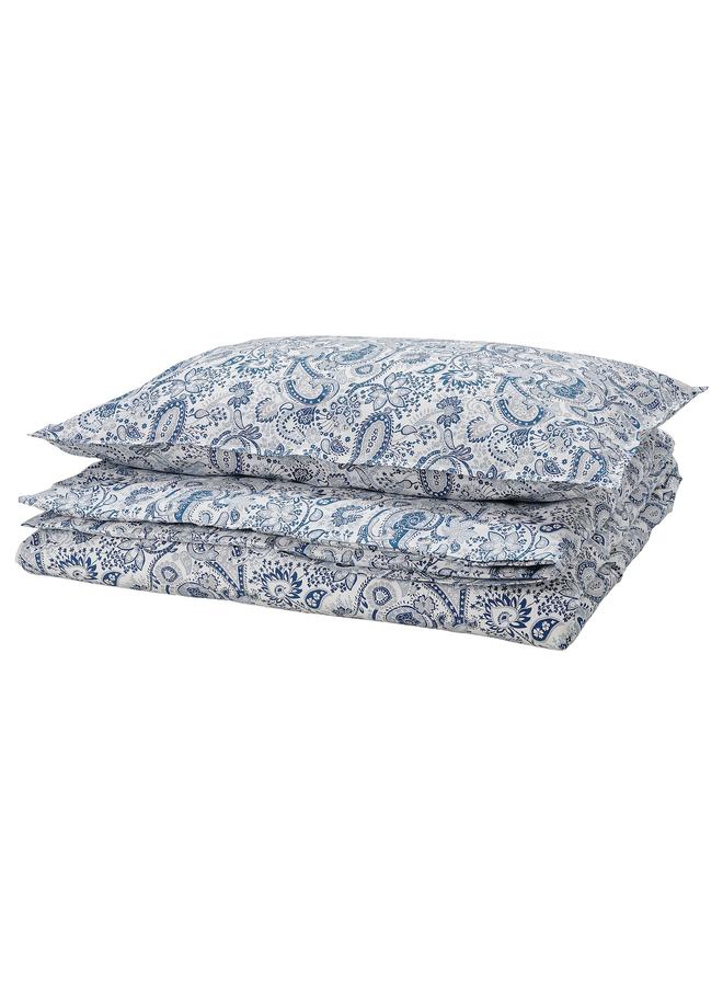 Zaboon Duvet cover and pillowcase, blue/white, 150x200/50x80 cm - Image 1