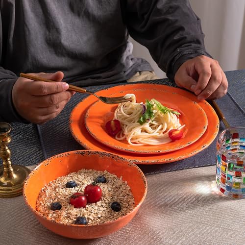 ZAROCRUS 11" Melamine Dinner Plates, 6-piece dining Plate Set Unbreakable Dinnerware Plates for Indoor and Outdoor, Unbreakable Dishes Set of 6, Lightweight RV plates, Orange… - Image 5