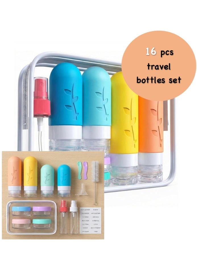 ARSAR PLUS 16-Pack Travel Bottles Set – Leak-Proof Silicone Squeezable Containers for Shampoo, Conditioner, Lotion & Body Wash - Image 1