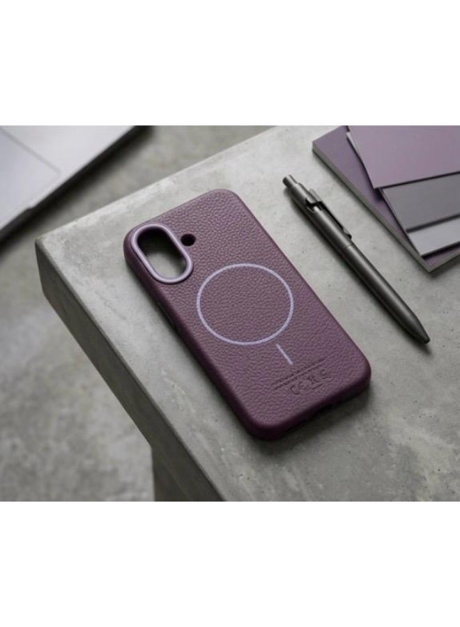 Premium magnetic protective case for iPhone 16 , MagSafe compatible, made of high-quality synthetic leather with a litchi texture and microfiber lining to protect the camera and corners. - Image 1
