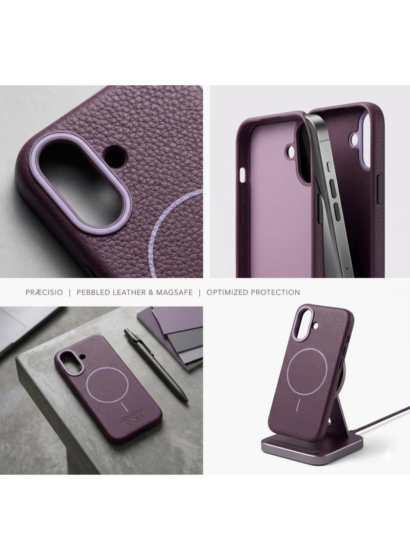 Premium magnetic protective case for iPhone 16 , MagSafe compatible, made of high-quality synthetic leather with a litchi texture and microfiber lining to protect the camera and corners. - Image 5