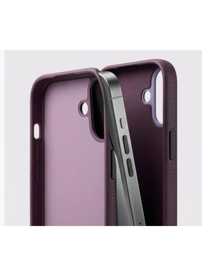 Premium magnetic protective case for iPhone 16 , MagSafe compatible, made of high-quality synthetic leather with a litchi texture and microfiber lining to protect the camera and corners. - Image 4