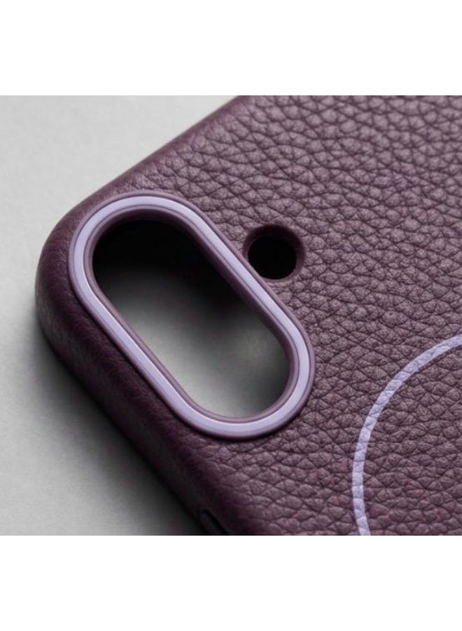 Premium magnetic protective case for iPhone 16 , MagSafe compatible, made of high-quality synthetic leather with a litchi texture and microfiber lining to protect the camera and corners. - Image 3