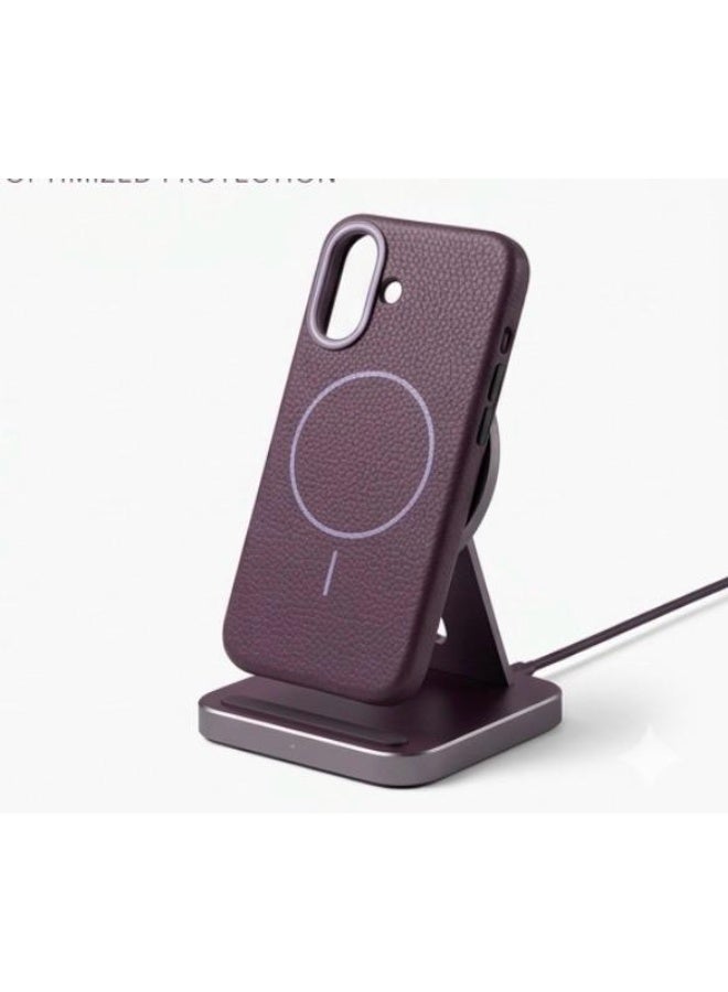 Premium magnetic protective case for iPhone 16 , MagSafe compatible, made of high-quality synthetic leather with a litchi texture and microfiber lining to protect the camera and corners. - Image 2