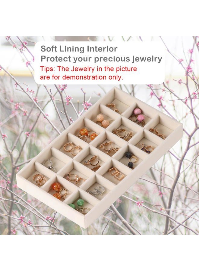 CDBOVID 1 Pcs Stackable Jewelry Organizer Stackable Trays,Jewelry Drawer Inserts Container Display Case Storage for Earring Necklace Rings Bracelet Watch with Removable Dividers-Beige - Image 3