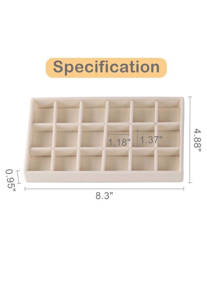 CDBOVID 1 Pcs Stackable Jewelry Organizer Stackable Trays,Jewelry Drawer Inserts Container Display Case Storage for Earring Necklace Rings Bracelet Watch with Removable Dividers-Beige - Image 4