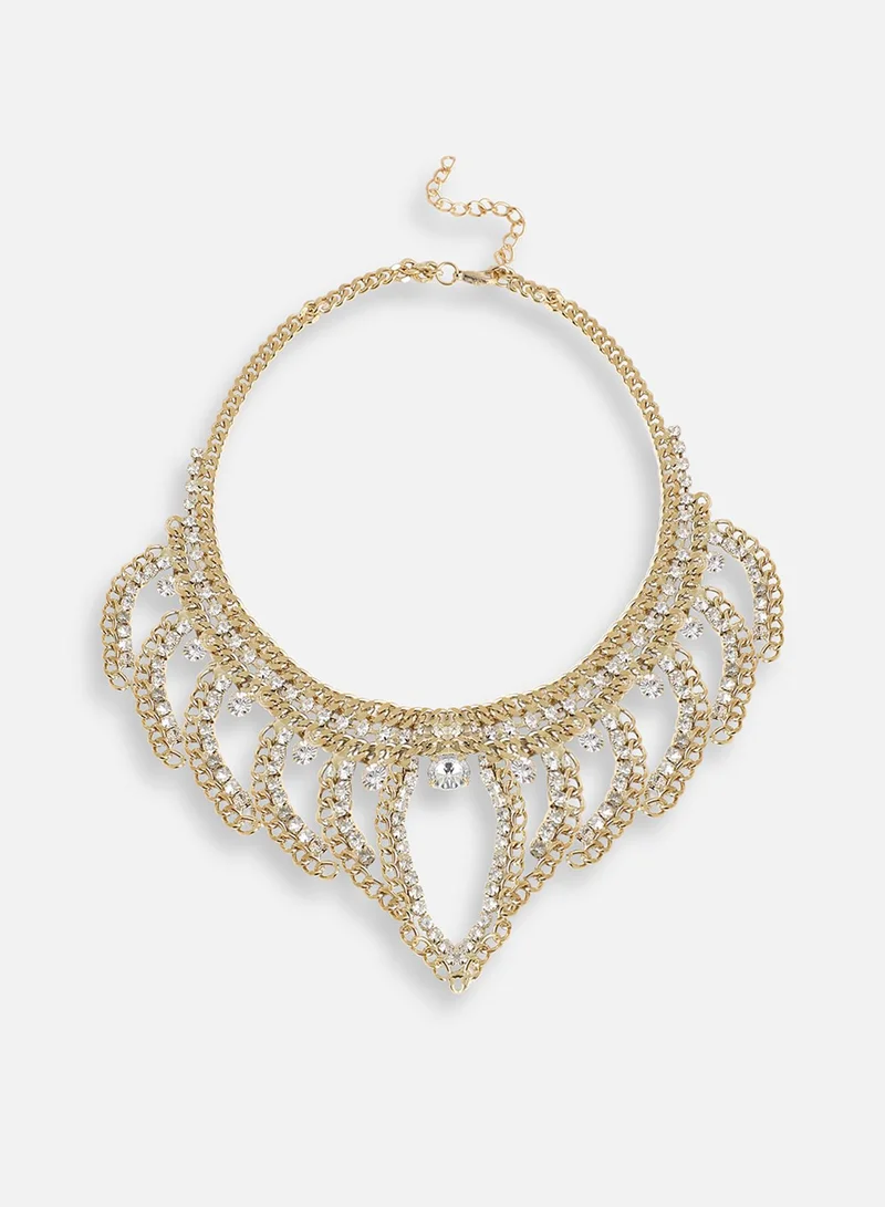 سوهي قلادة مطلية بالذهب مصممة للحفلات من الحجر