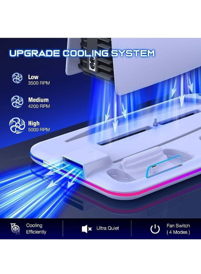 Topleo Controller Charger, LED Cooling Dock for Sony Playstation 5, Console Support Base, Game Stand, Gaming Accessories (White) - Image 5