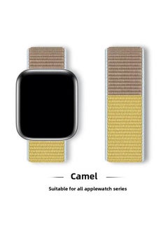 Suitable For Iwatch1-s9 Strap Light Mint/Ocean Blue Nylon Loop Velcro Wristband For Apple Watch Strap-Color:49# Camel-Specifications:42/44/45/49mm