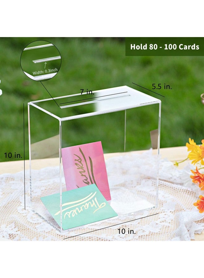 UNIQOOO UNIQOOO Clear Acrylic Card Box w/Slot, Thick DIY Wedding Box Blank No Print, Large 10x10x5.5 in, for Reception Decoration Fundraiser Money Box Election Ballot Graduation Keepsake Party Favor  - Image 5