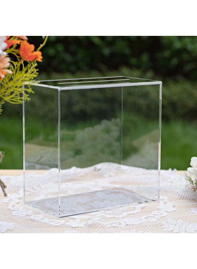 UNIQOOO UNIQOOO Clear Acrylic Card Box w/Slot, Thick DIY Wedding Box Blank No Print, Large 10x10x5.5 in, for Reception Decoration Fundraiser Money Box Election Ballot Graduation Keepsake Party Favor  - Image 1