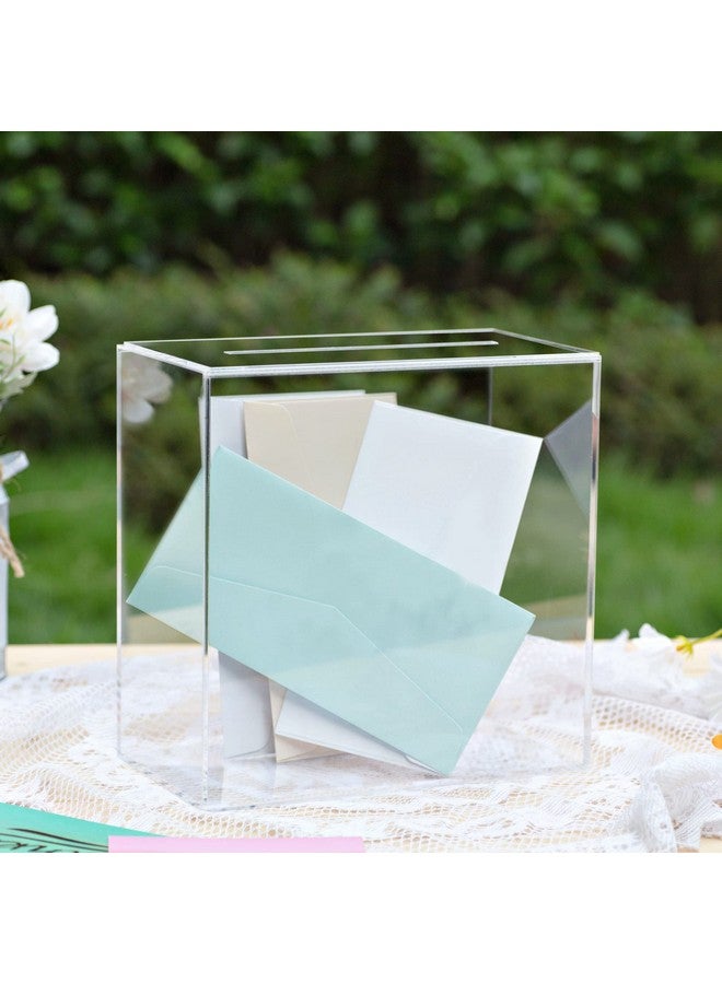 UNIQOOO UNIQOOO Clear Acrylic Card Box w/Slot, Thick DIY Wedding Box Blank No Print, Large 10x10x5.5 in, for Reception Decoration Fundraiser Money Box Election Ballot Graduation Keepsake Party Favor  - Image 3