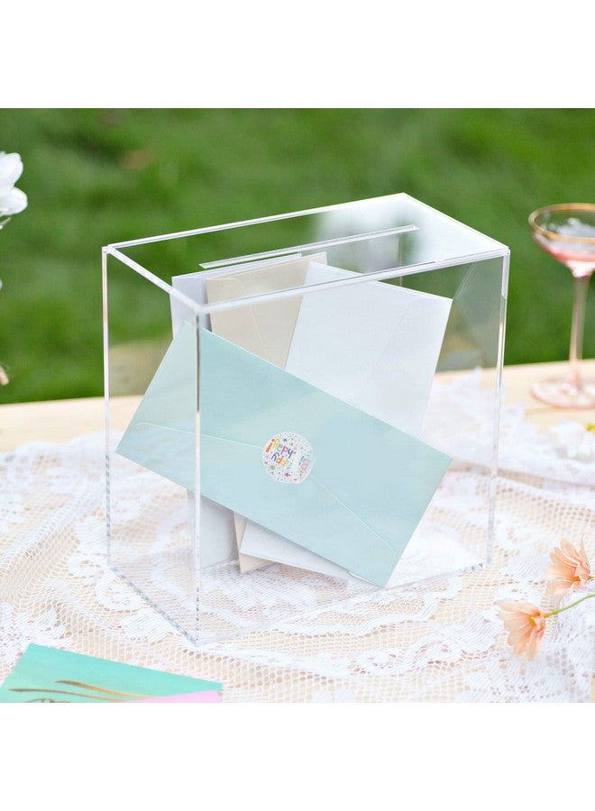 UNIQOOO UNIQOOO Clear Acrylic Card Box w/Slot, Thick DIY Wedding Box Blank No Print, Large 10x10x5.5 in, for Reception Decoration Fundraiser Money Box Election Ballot Graduation Keepsake Party Favor  - Image 2