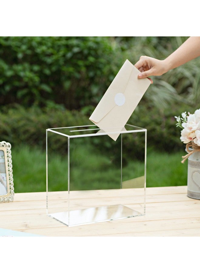 UNIQOOO UNIQOOO Clear Acrylic Card Box w/Slot, Thick DIY Wedding Box Blank No Print, Large 10x10x5.5 in, for Reception Decoration Fundraiser Money Box Election Ballot Graduation Keepsake Party Favor  - Image 4
