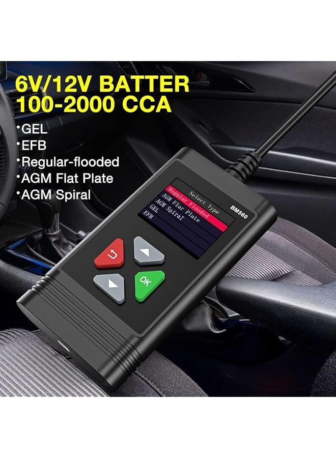 KASTWAVE Car Battery Tester, 6V 12V Battery Load Tester 100-2000Cca Automotive Alternator Tester Digtial Battery Analyzer Charging Cranking System Tester For Car Truck Motorcycle Atv Suv Boat - Image 3