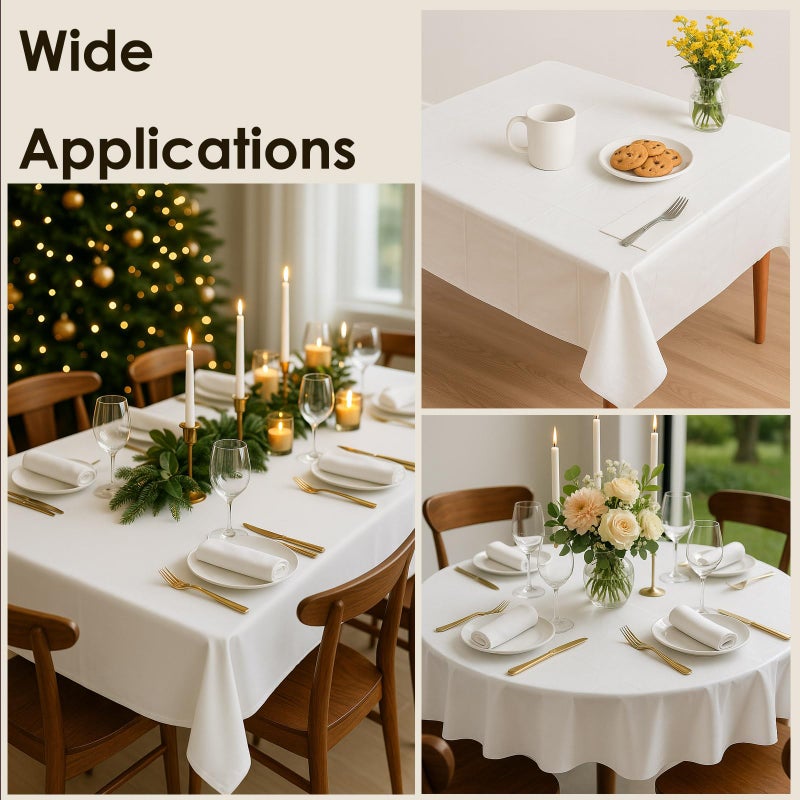 Craft And Party 12 Pack White Plastic Tablecloths, 84 Inch Round Disposable Table Covers, Heavy Duty & Waterproof for Parties, Events, Banquets, White - Image 5