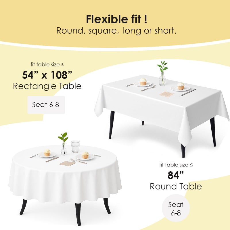Craft And Party 12 Pack White Plastic Tablecloths, 84 Inch Round Disposable Table Covers, Heavy Duty & Waterproof for Parties, Events, Banquets, White - Image 2