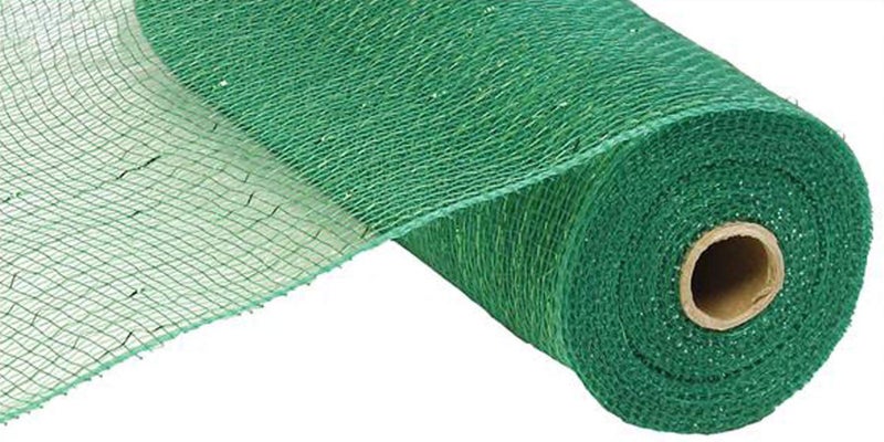 10 Inch x 30 Feet Deco Poly Mesh Ribbon Emerald Green Non Metallic RE130206