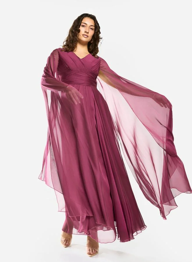 House of Moda Pleated Bodice Gathered Waist Maxi Dress
