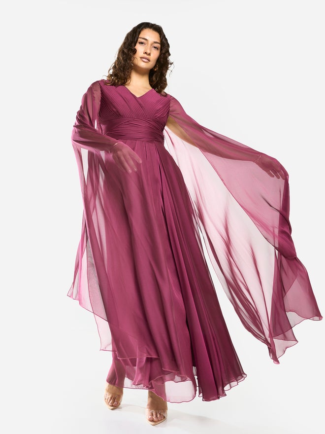 House of Moda Pleated Bodice Gathered Waist Maxi Dress - Image 1